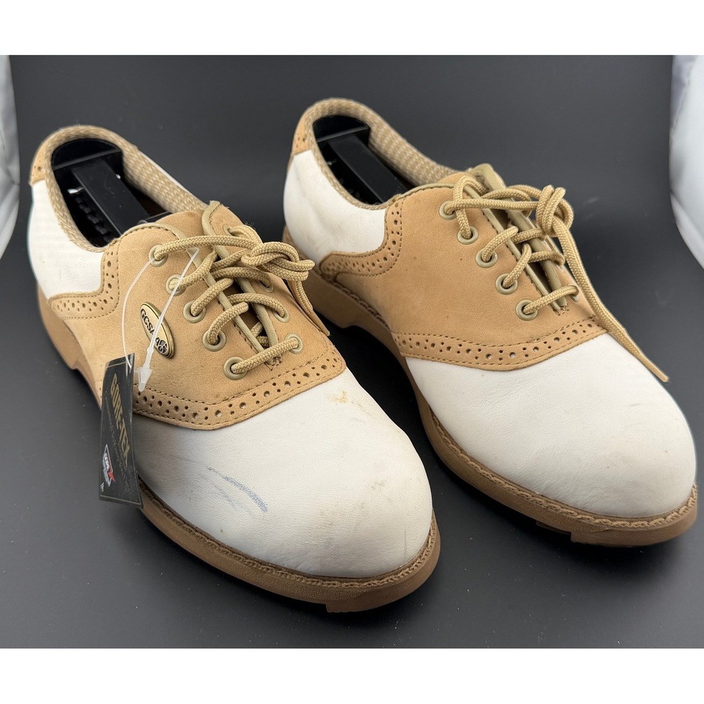 Etonic Dri-Lite Gore-Tex Golf Shoes-White Tan, Saddle Oxford 8830G, Womens 6 M